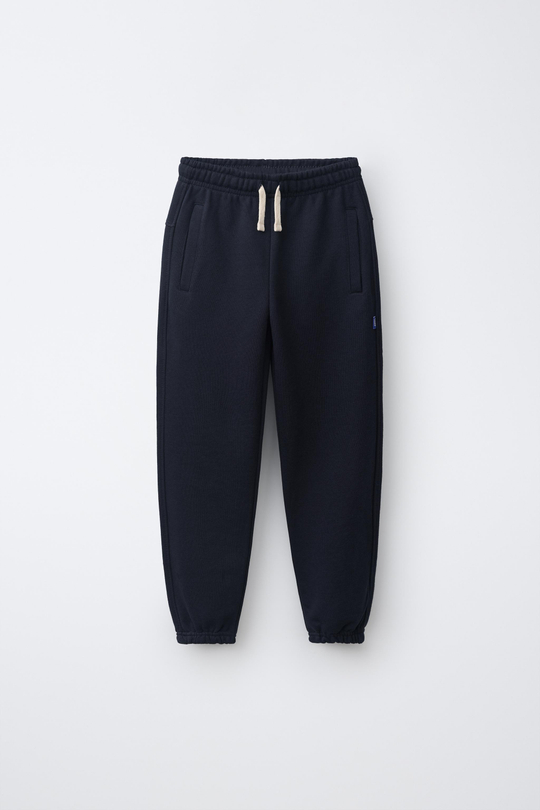ZARA ОДНОТОННЫЕ БРЮКИ-ДЖОГГЕРЫ С НАШИВКОЙ, МОРСКОЙ СИНИЙ