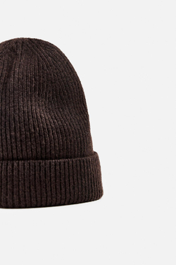 ZARA ШЕРСТЯНАЯ ШАПКА БИНИ, КОРИЧНЕВЫЙ