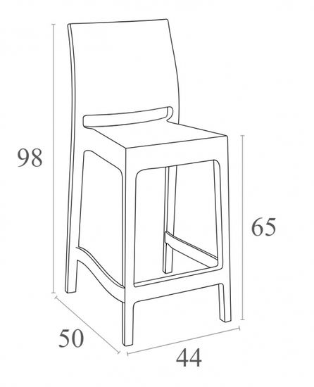 Стул пластиковый полубарный Maya Bar 65 серый