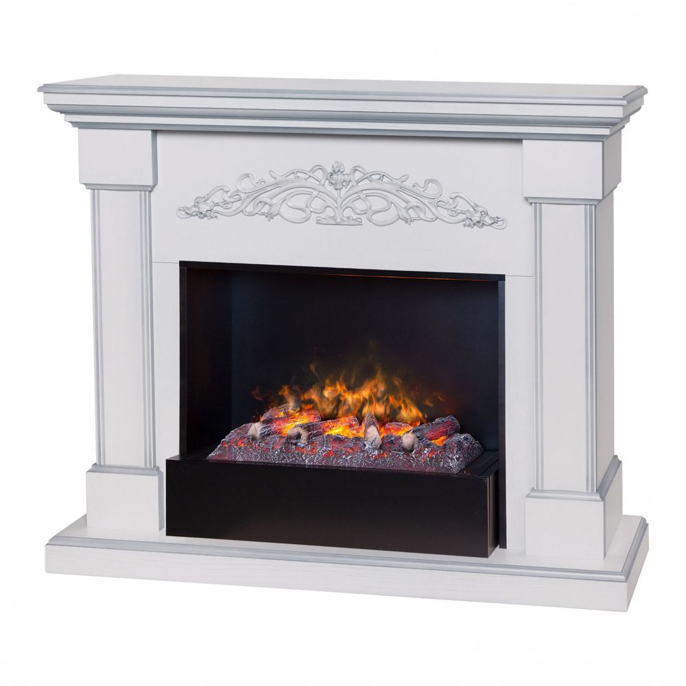 Электрокамин RealFlame Ofelia 26 WT дуб белый с серебряной патиной с очагом 3D Cassette 630