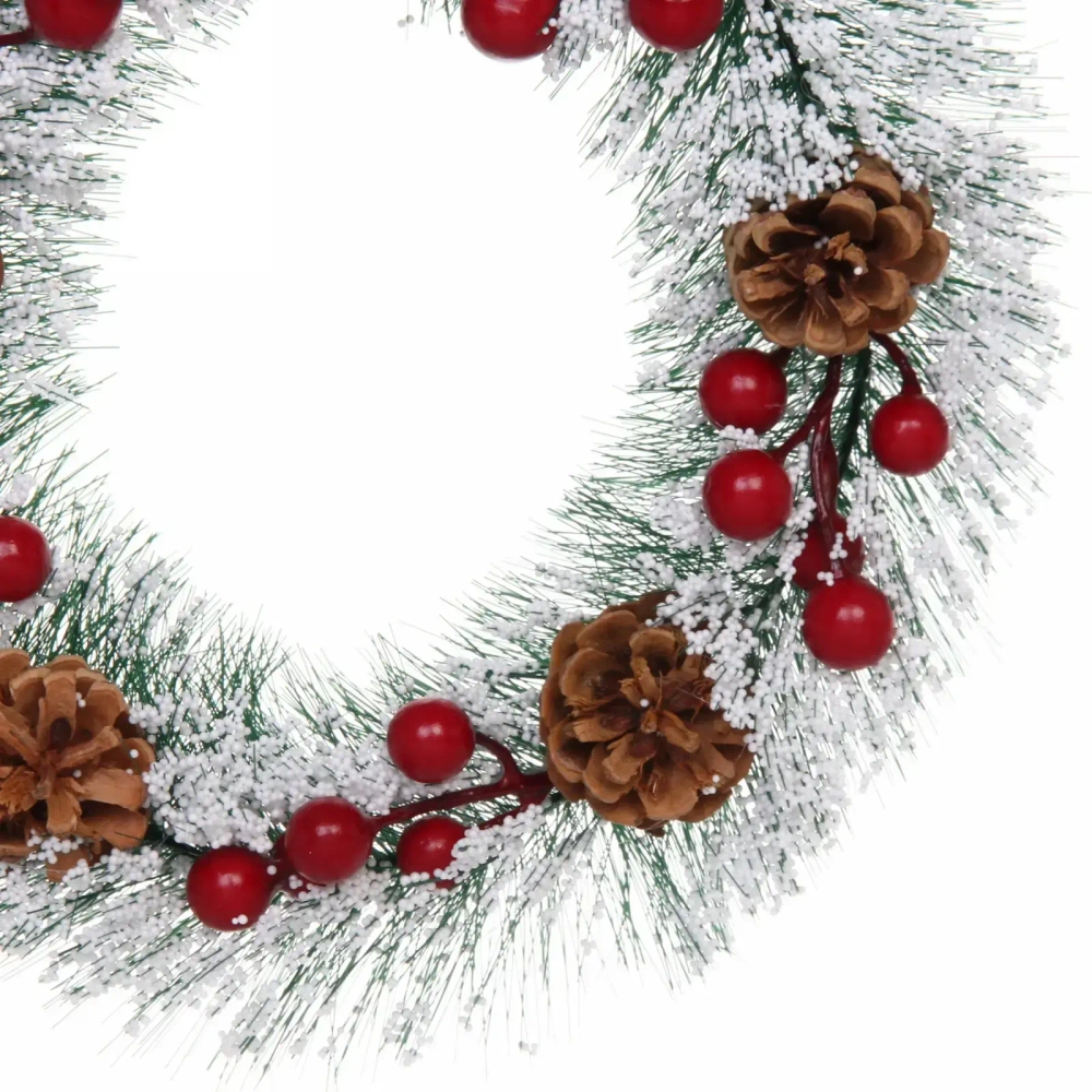 Венок хвойный новогодний «Ягоды на снегу» 25 см