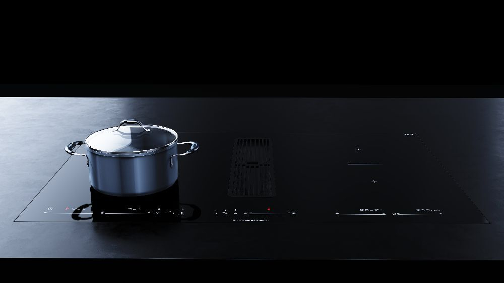 Индукционная варочная панель с вытяжкой Kuppersbusch KMI 8590.0 SR Black Velvet