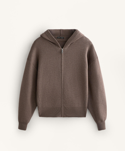 Oysho Вязаная куртка с капюшоном, серо-коричневый