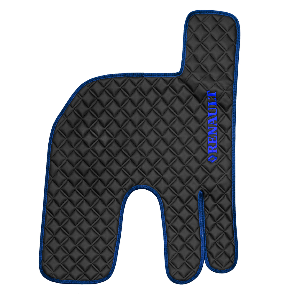 Ковры RENAULT T (автомат) (экокожа, черный, синий кант, синяя вышивка)
