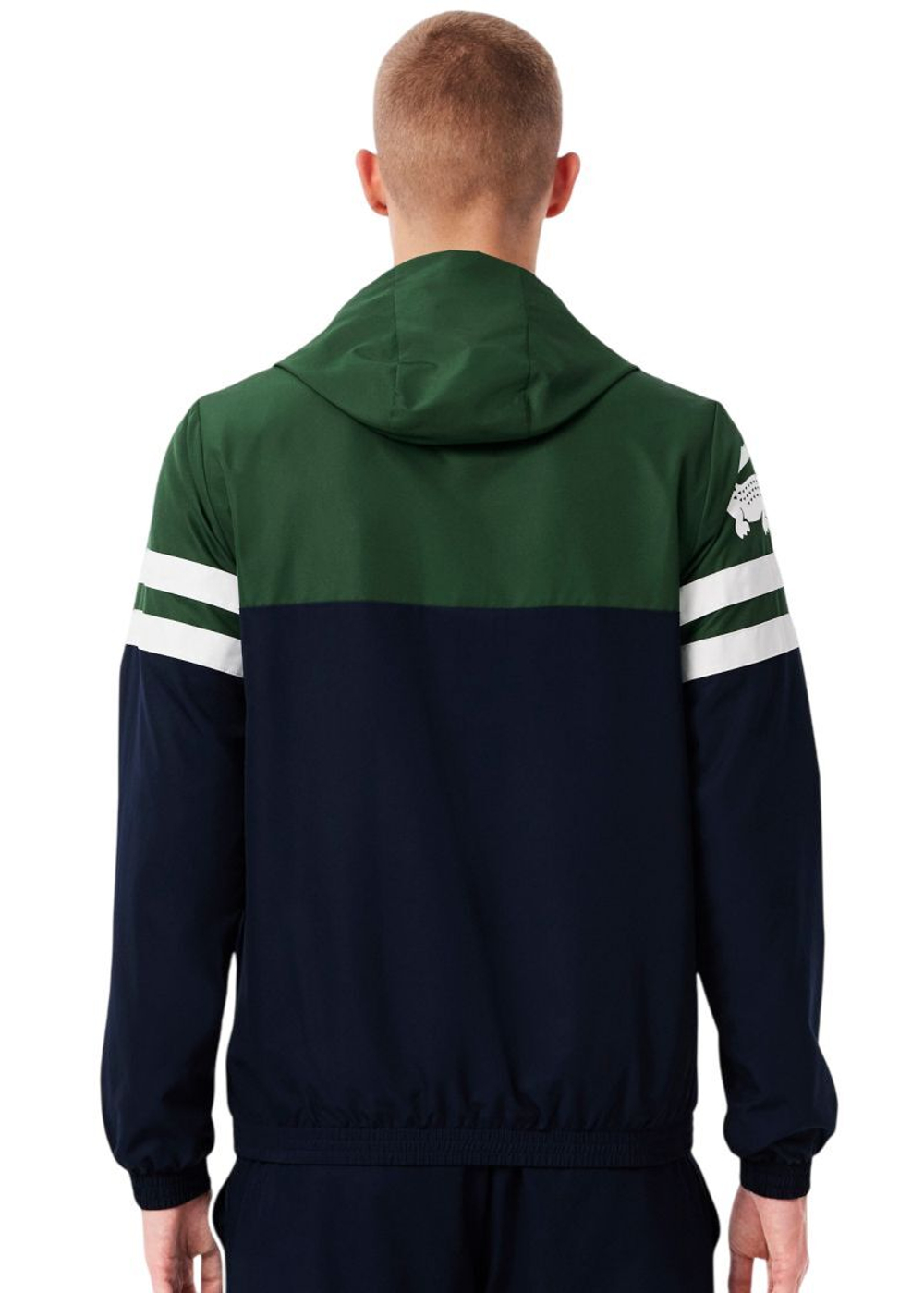 Мужская теннисная кофта Lacoste Tennis Water-Repellent Hooded - navy blue/green