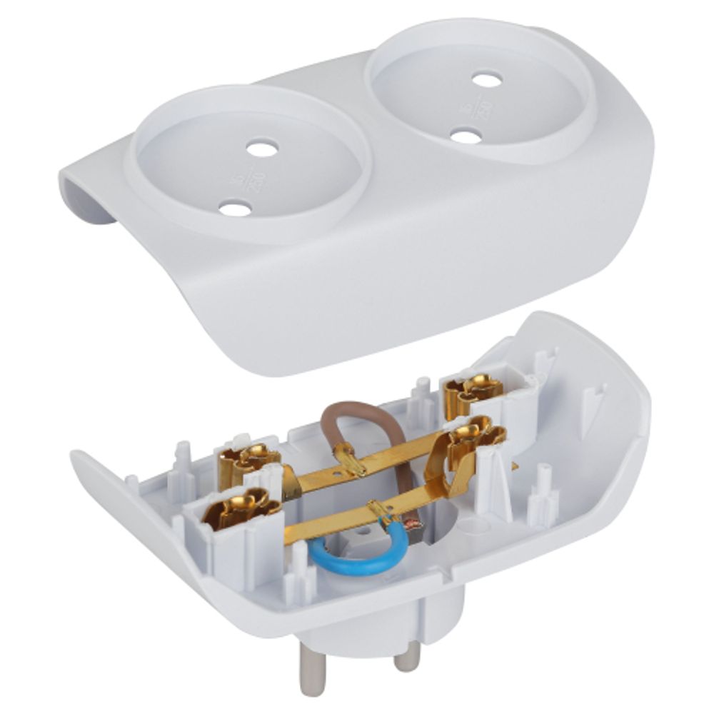 Разветвитель электрический ЭРА SP-2-W на 2 розетки без заземления 16А белый