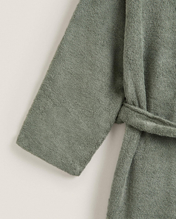 ZARA HOME ХАЛАТ ИЗ ХЛОПКА С КАПЮШОНОМ, ХАКИ