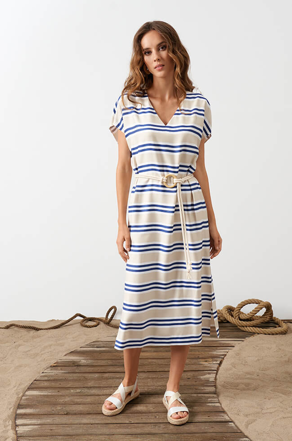 51558 Платье женское (бежевая полоска)
