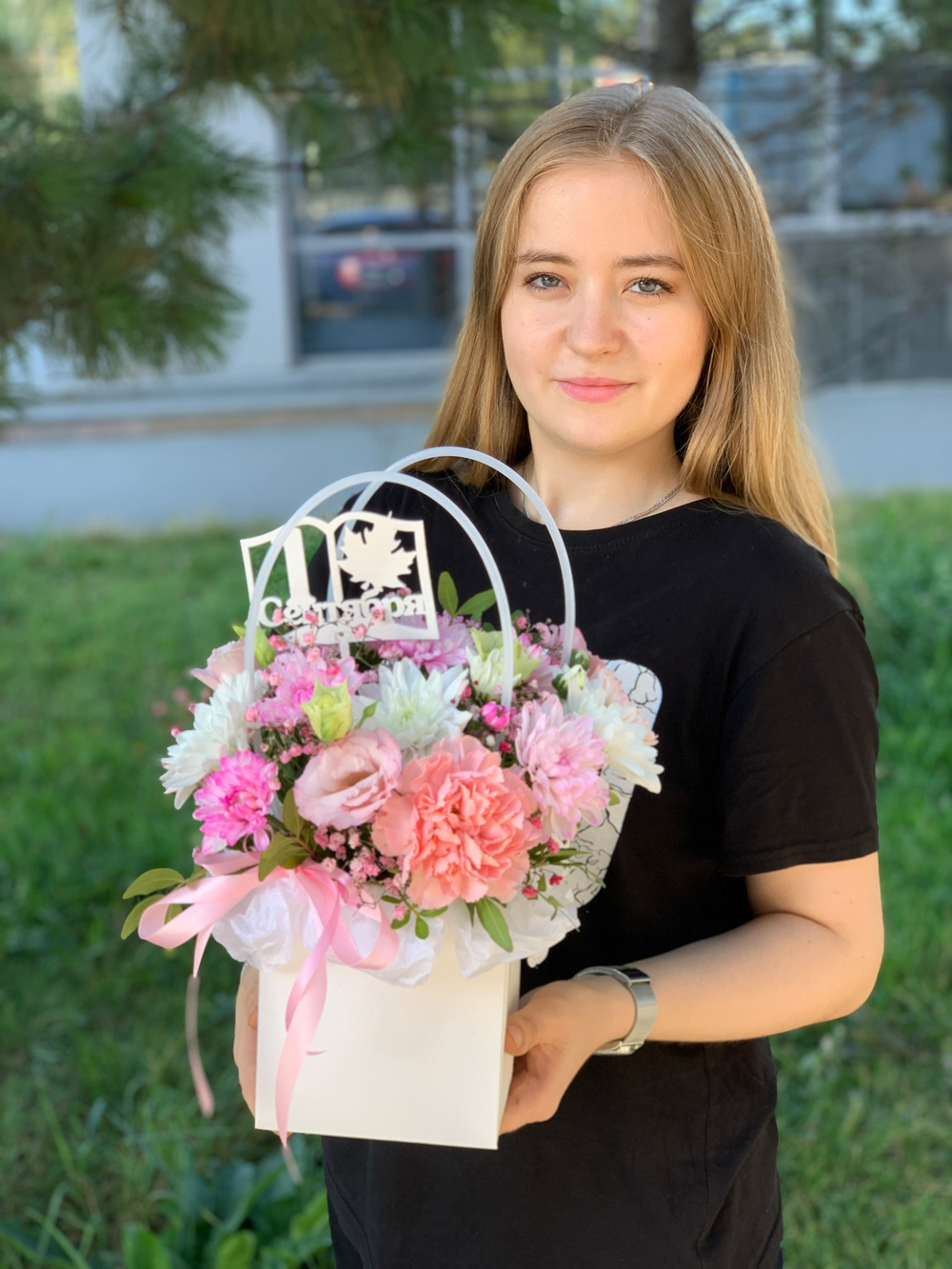 День знаний №9 Сумочка с цветами в розовых оттенках