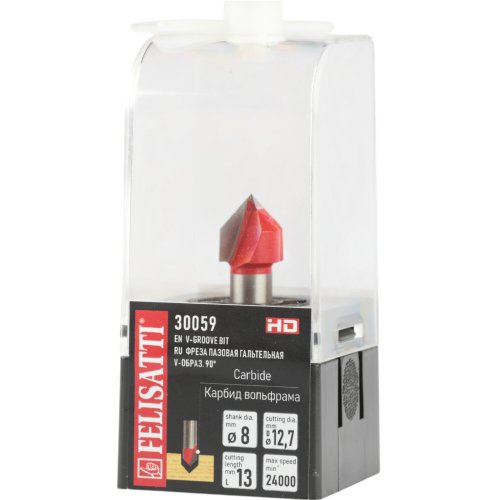 Фреза пазовая гальтельная FELISATTI V-обр. 12.7х90° хвостовик 8мм   30059
