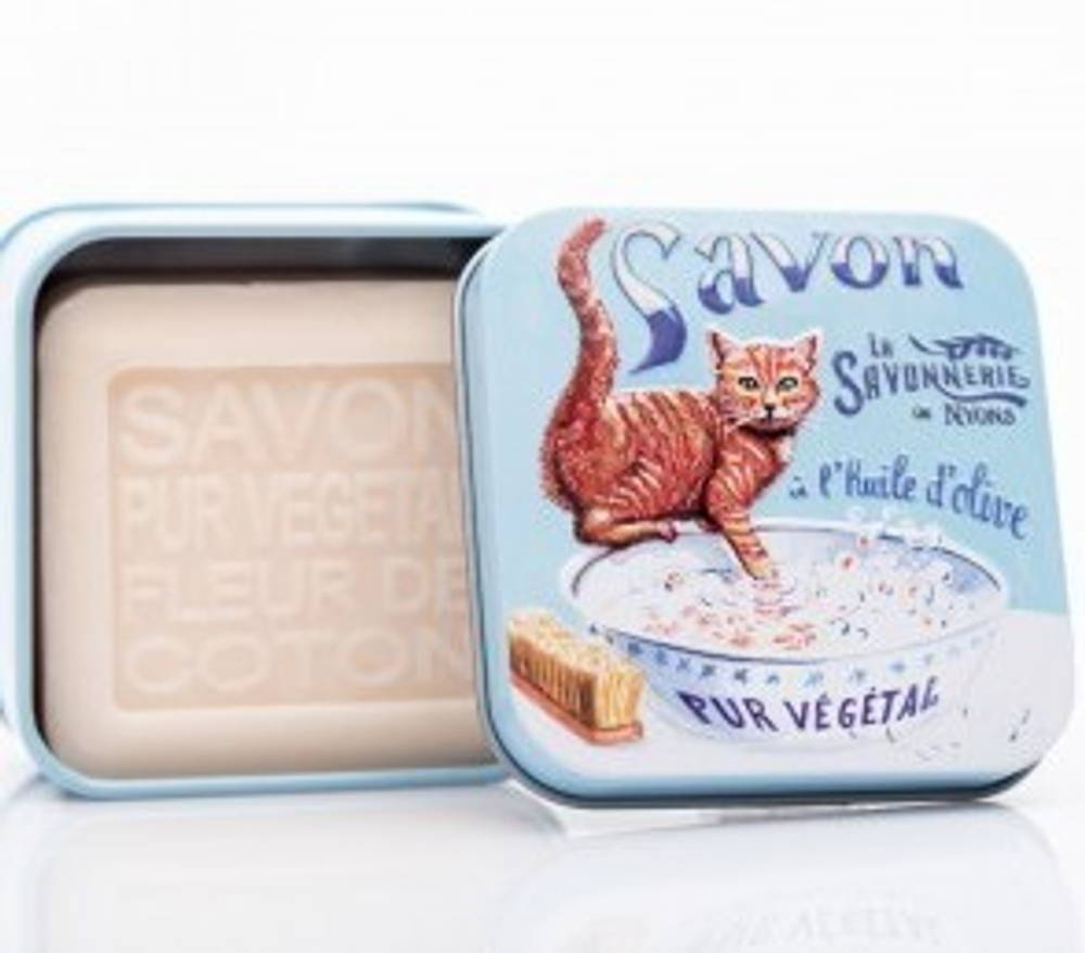 Мыло с цветком хлопка в металлической коробке, 100 гр