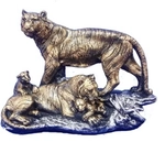 Статуэтка из гипса «Семья тигров» 25*35 см античное золото