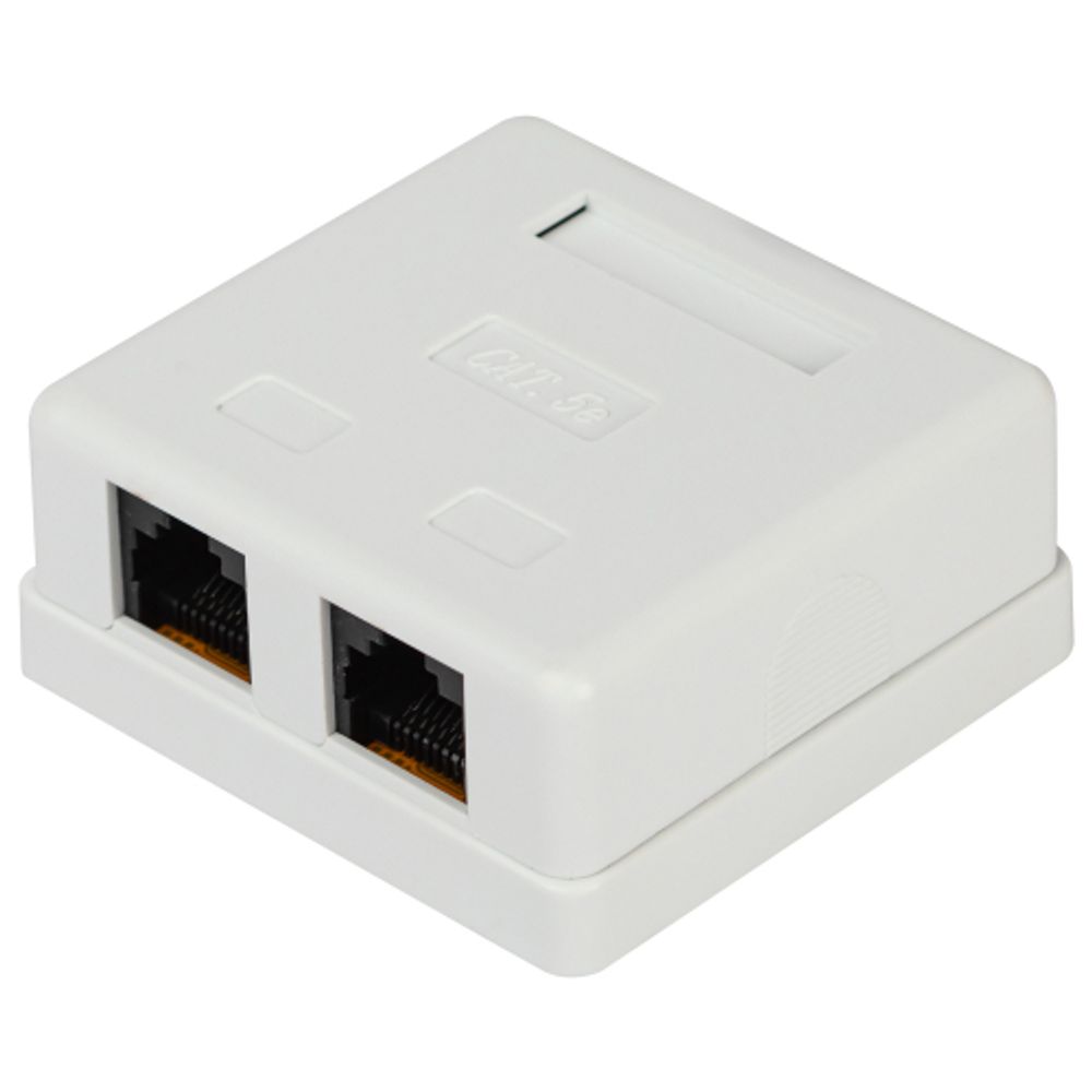 Розетка компьютерная RJ-45 ЭРА RJ02UN категория 5е неэкранированная 2-порта упаковка 30 шт