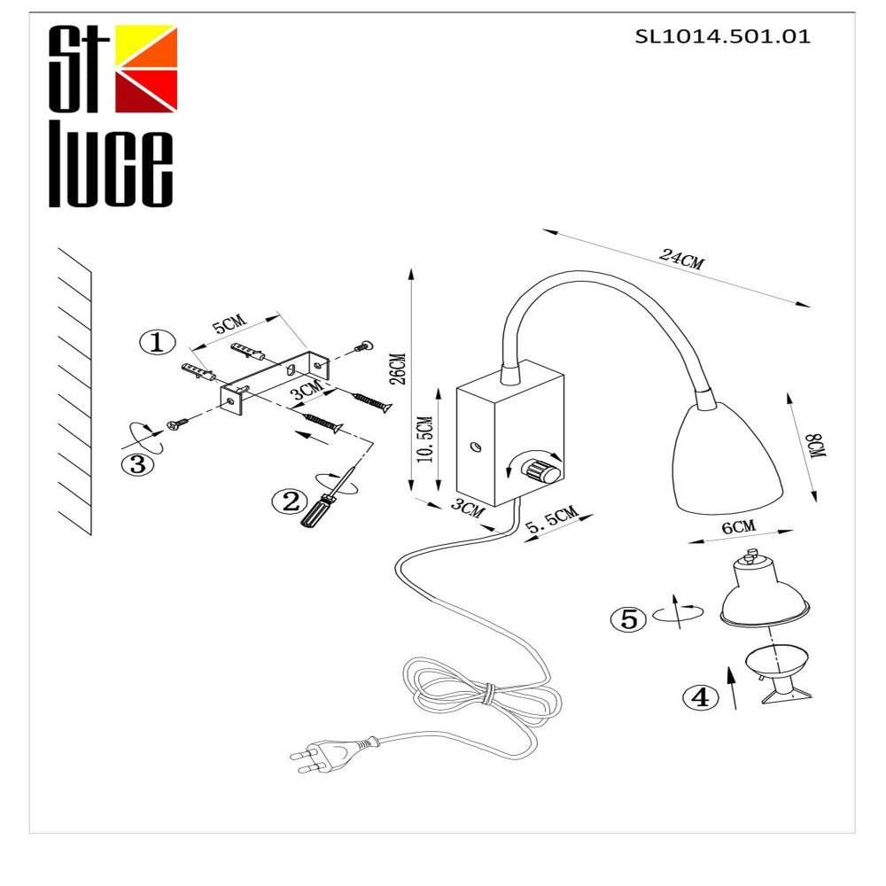 SL1014.501.01 Светильник настенный ST-Luce Белый/Белый GU10 1*3W