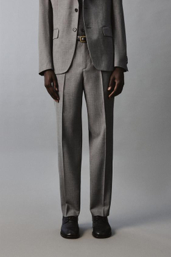 ZARA КОСТЮМНЫЕ БРЮКИ SLIM FIT ИЗ РЕЛЬЕФНОЙ ТКАНИ, СЕРЫЙ