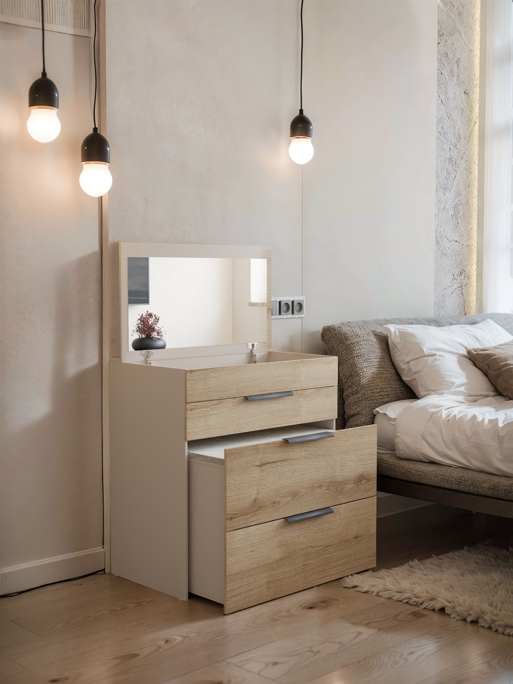 Туалетный столик-комод трансформер с зеркалом Гс_Д