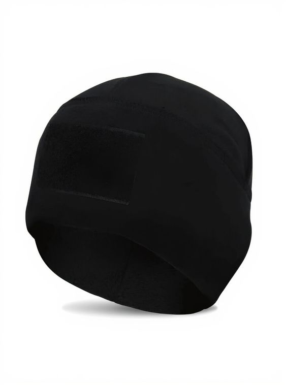Тактическая военная флисовая шапка с липучкой Черный
