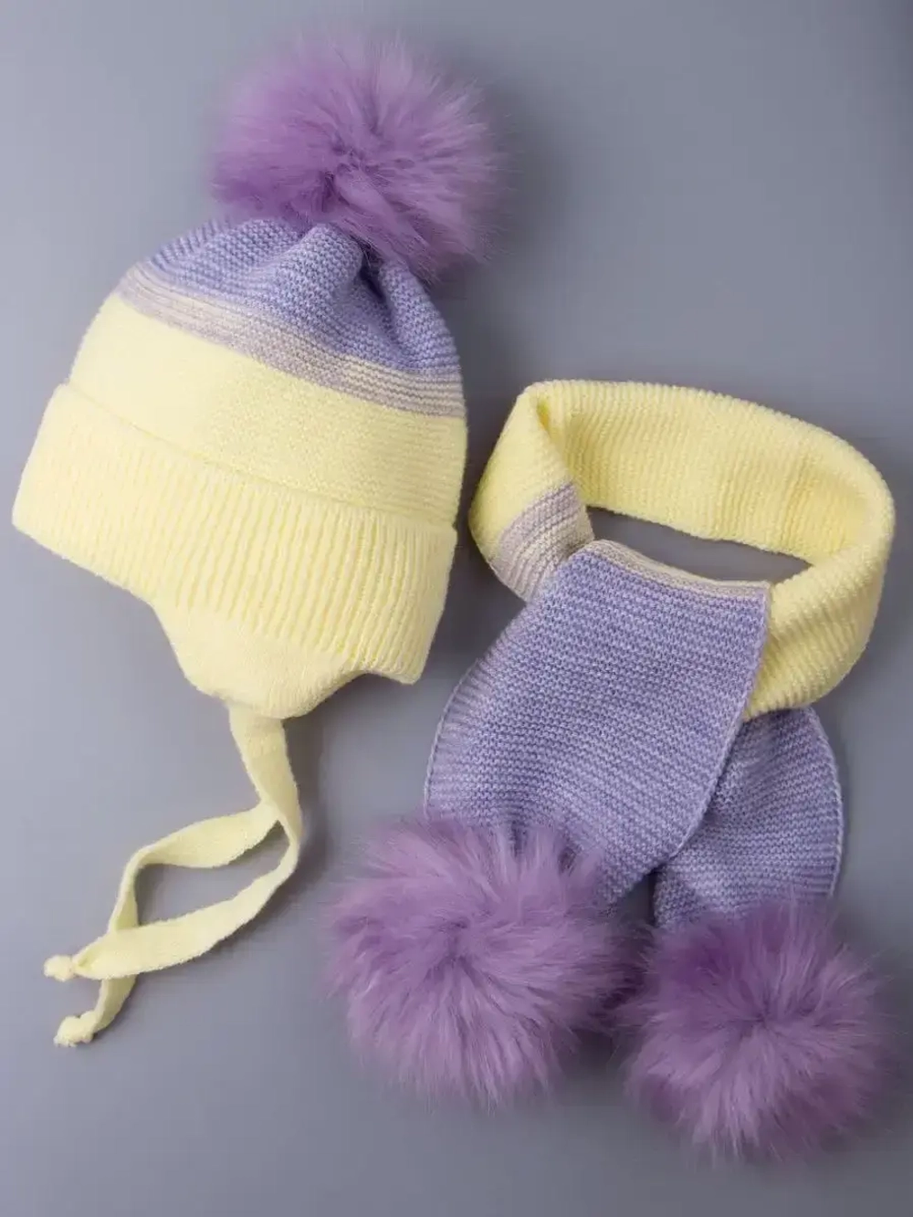 Шапка детская зимняя вязаная и шарф