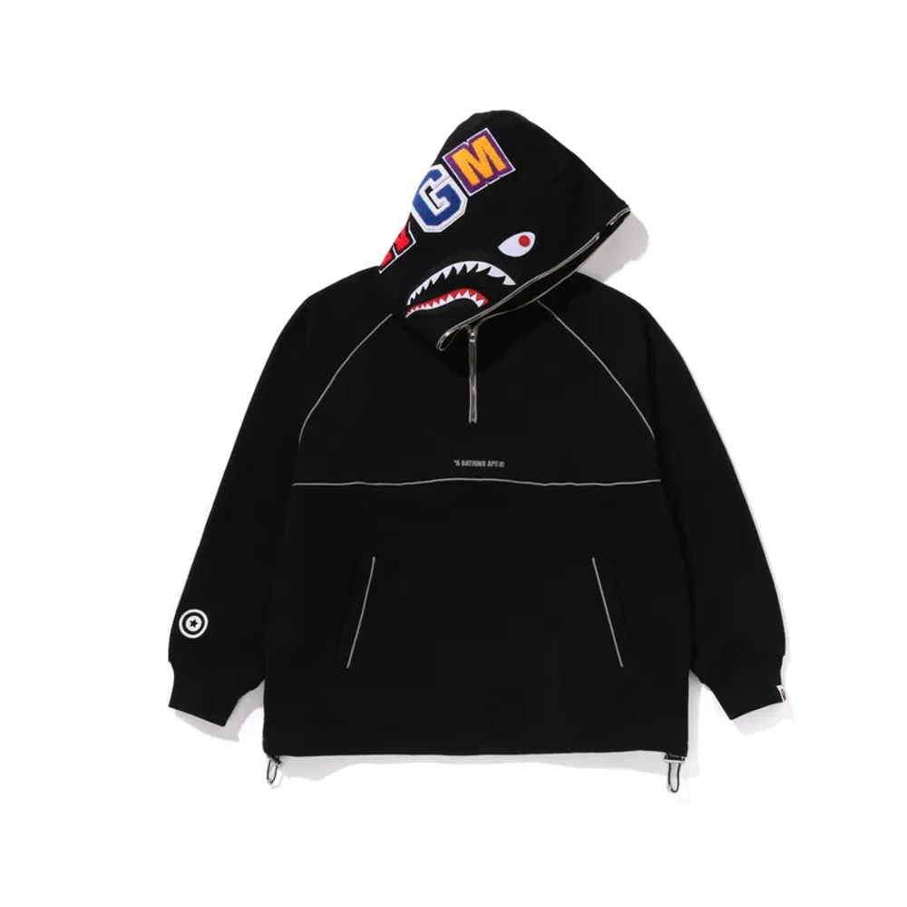 A Bathing Ape Shark Logo Half Zip Relaxed Fit Pullover Худи
