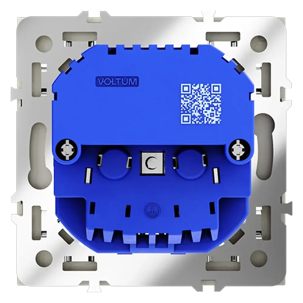 Розетка встраиваемая VOLTUM S70 с заземлением и защитными шторками, 16А, с USB, A+A, (сталь)