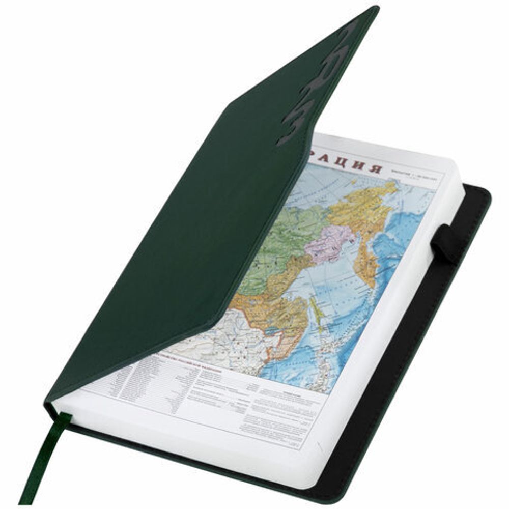 Ежедневник датированный 2023 А5 150x213 мм BRAUBERG "Up", под кожу софт-тач, зеленый, 114086