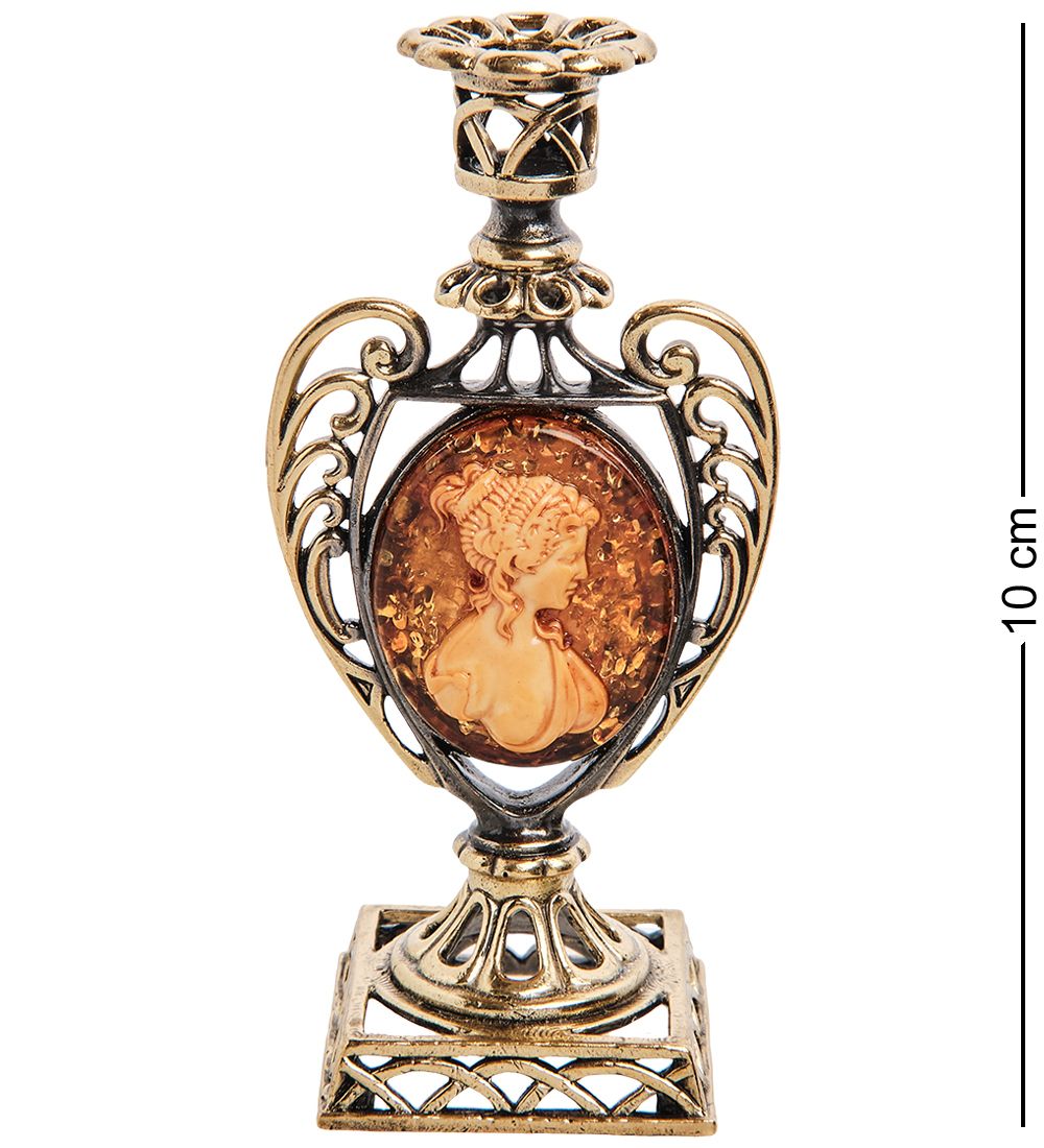 Народные промыслы AM-2952 Подсвечник «Камея» (латунь, янтарь)