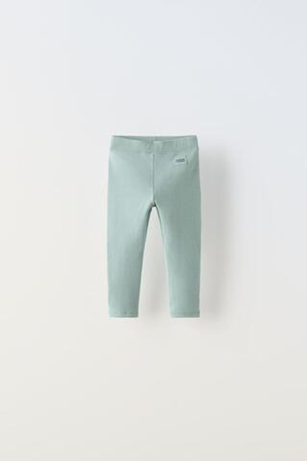 ZARA ЛЕГИНСЫ В РУБЧИК С НАШИВКОЙ, ТЕМНО-БИРЮЗОВЫЙ