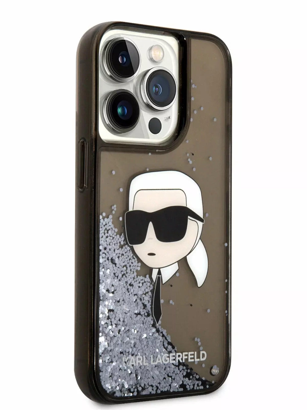 Чехол Karl Lagerfeld Liquid Glitter NFT Karl head для iPhone 15 Pro Max Hard Black (Чёрный)