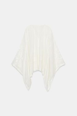 ZARA БЛУЗА С ВЫШИВКОЙ И НАКИДКОЙ — ZW COLLECTION, ЭКРЮ