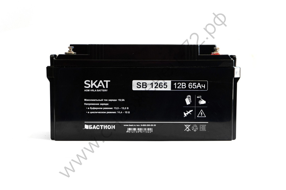 SKAT SB 1265 АКБ свинцово-кислотная тип AGM 12V 65Ач Iзар.19,5А, клеммы под болт М6