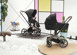 Коляска 3 в 1 Cybex Priam IV Rosegold complete и автокресло Cloud T i-Size Cozy Beige Plus Sepia Black