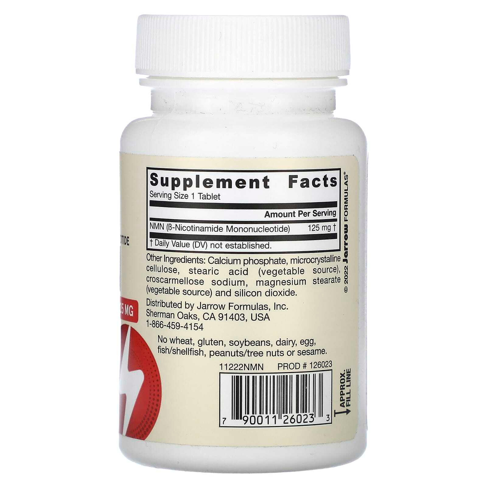 Jarrow Formulas, веганский NMN, 125 мг, 60 таблеток