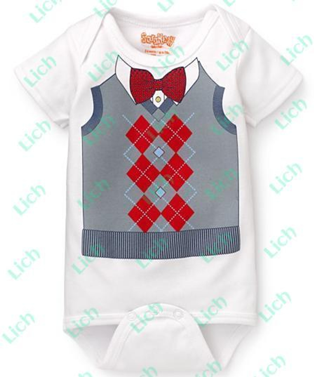 Боди детское с принтом жилета с бабочкой