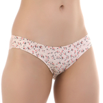 Женские трусы-слипы в цветочек с кружевной задней частью (Размер: L) (Цвет: бежевый)