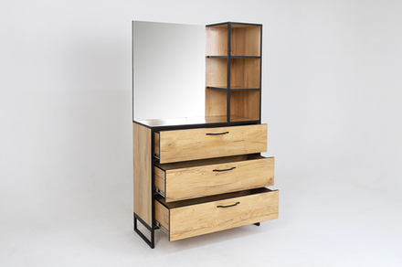 Комод Ивару Виртон-3 с надстройкой, Дуб крафт золотой