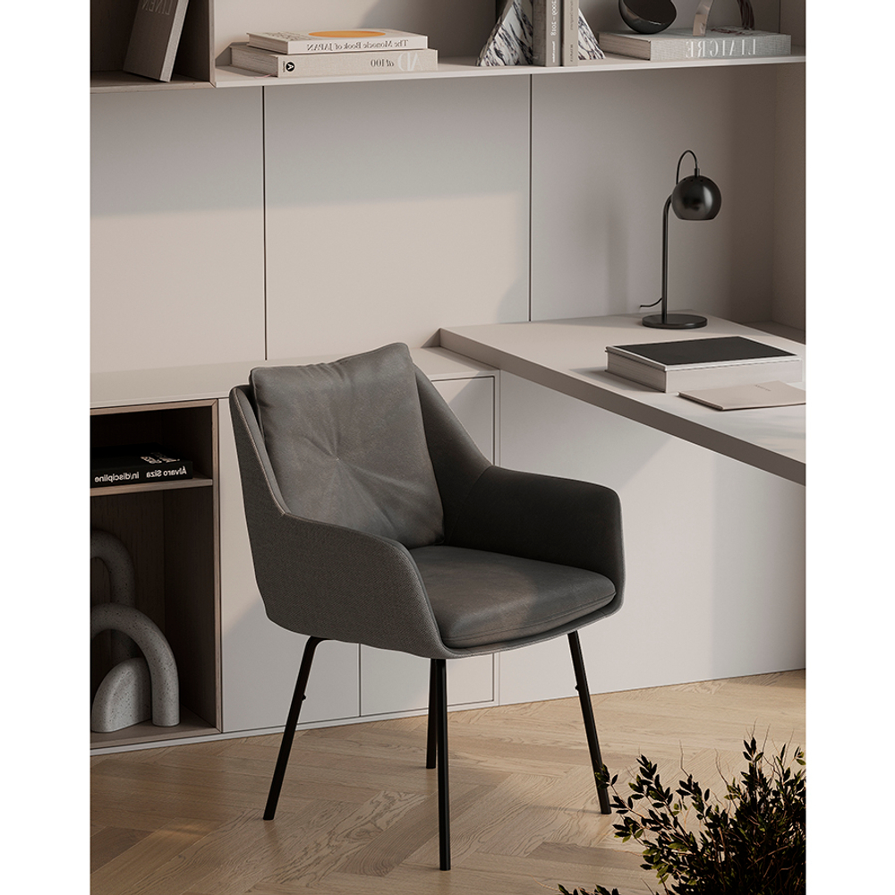 Стул Bergenson Bjorn Allar, экокожа, рогожка, серый