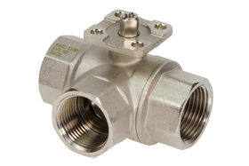 Шаровой кран трехходовой AMZ-113R (3/4"-1"), под электропривод, Ридан