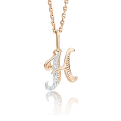 Подвеска «Буква Н» из красного золота c фианитами Артикул: 03-2448-Н-401-1110-03