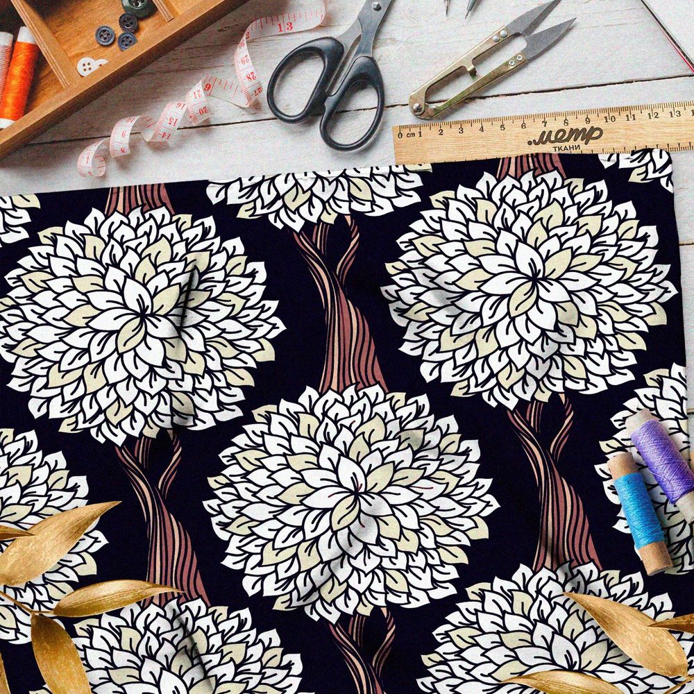 Ткань мембрана сказочные деревья с белой листвой