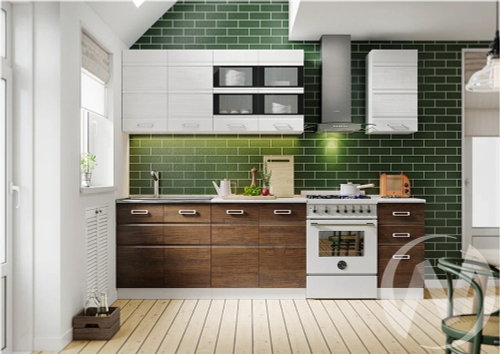 Кухня Техно-2 2;0м (белый/белый матовый; дерево/антарес)