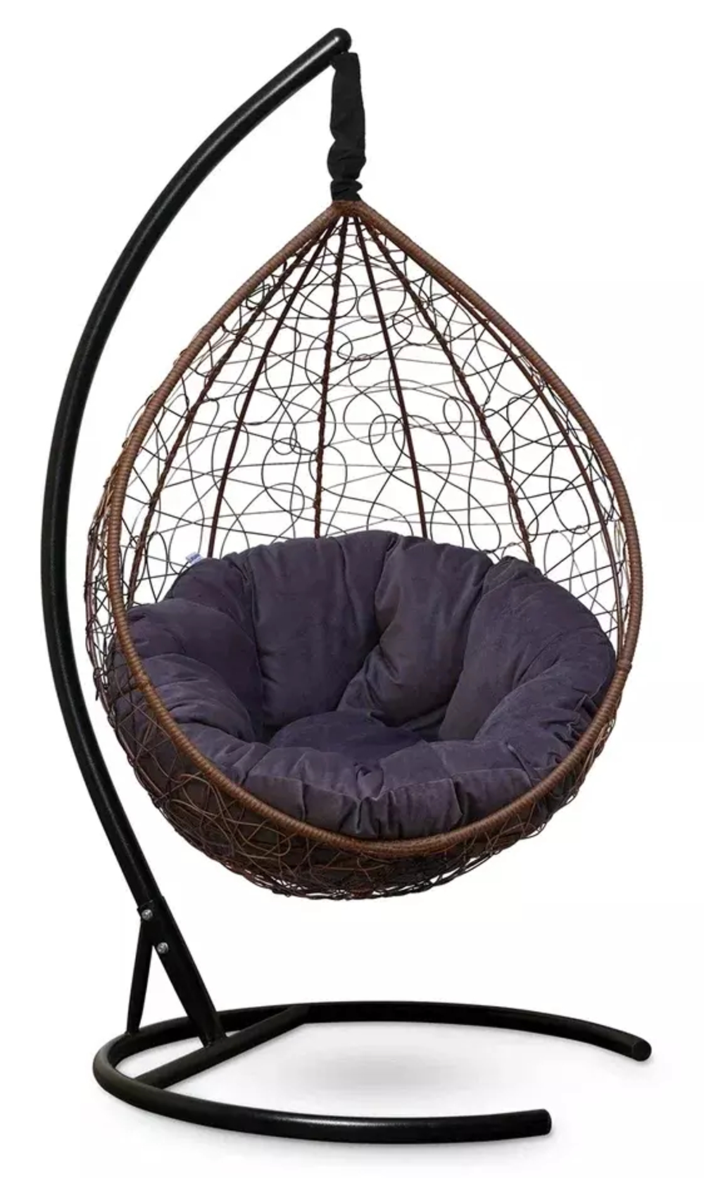 Подвесное кресло SEVILLA VERDE VELOUR горячий шоколад, серая подушка (Laura Outdoor)