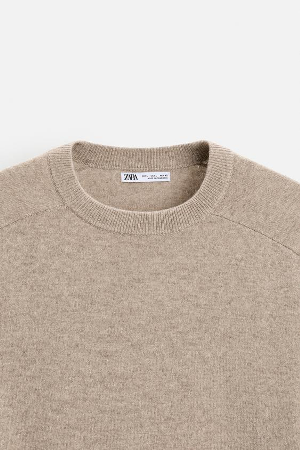 ZARA СВИТЕР ИЗ ЛЕГКОЙ ШЕРСТИ И КАШЕМИРА, БЕЖЕВЫЙ