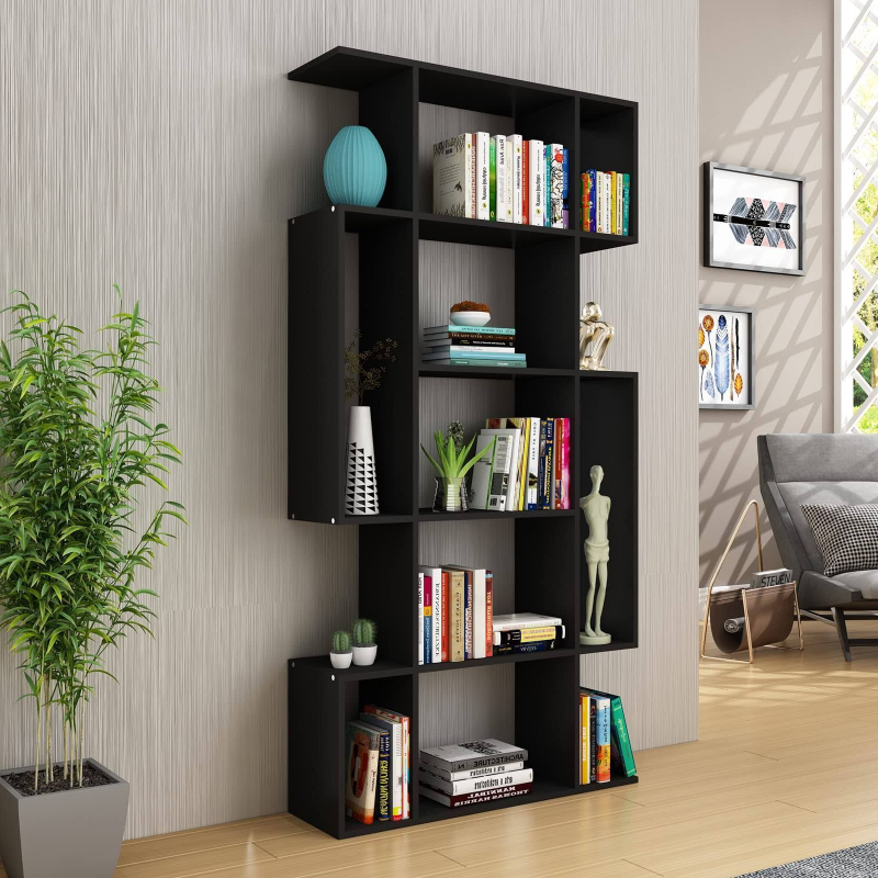 Стеллаж 90х24х171, Марм, деревянный, напольный для игрушек книг цветов, в детскую, ванну, гостиную, серый, Dipriz