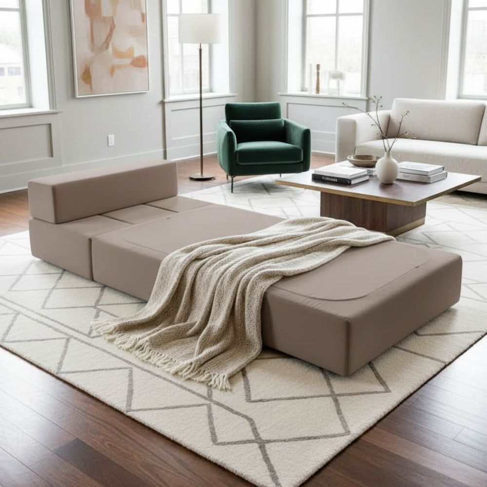 Кресло кровать раскладное бескаркасное 200х90 (милк Вивальди)