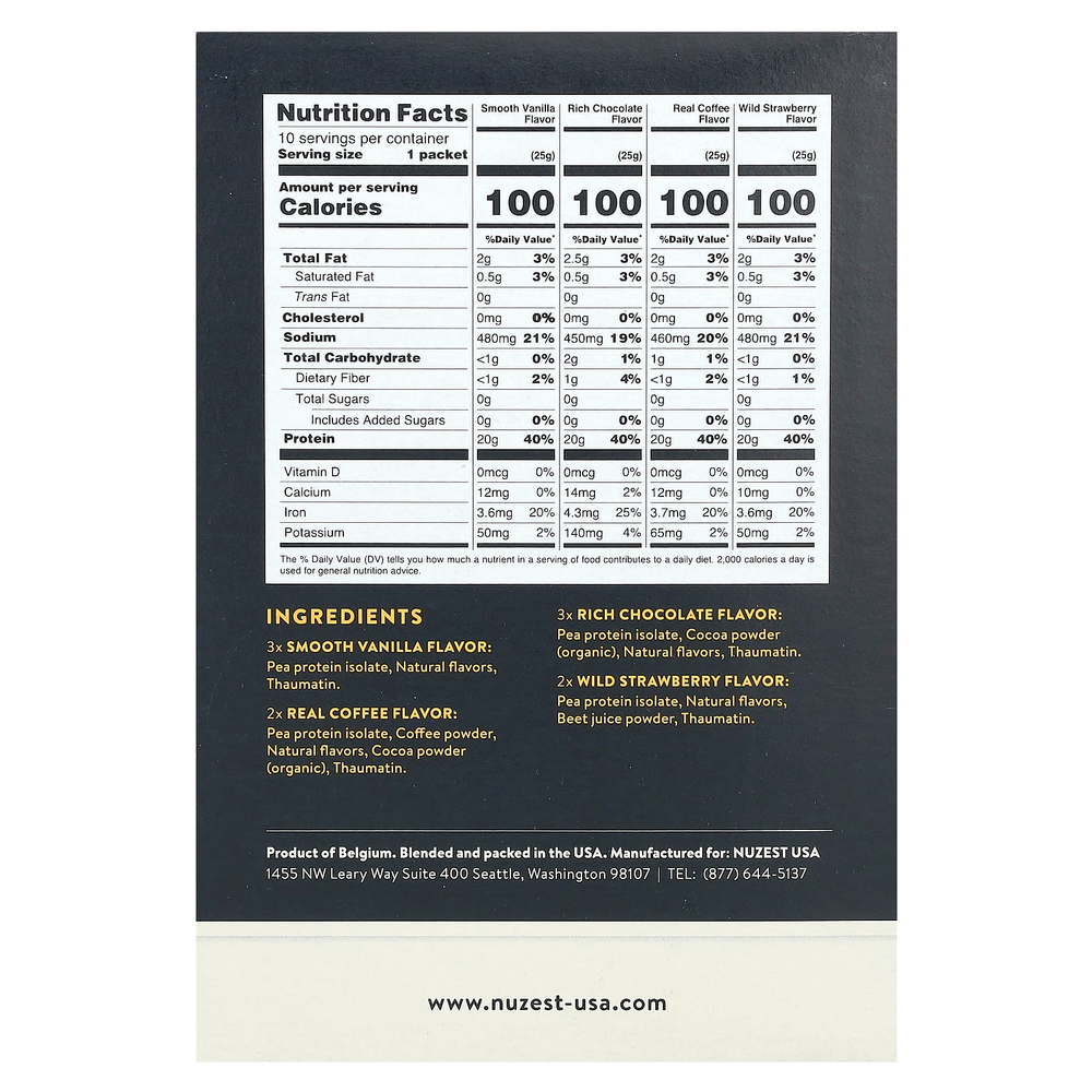 Nuzest, Clean Lean Protein, смесь 4 вкусов, 10 пакетиков по 25 г (0,9 унции)