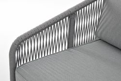 "Канны" диван модульный плетеный из роупа, каркас алюминий белый, роуп светло-серый круглый, ткань светло-серая