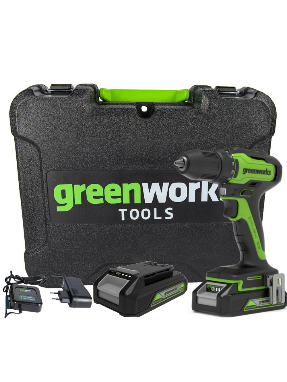 Дрель-шуруповерт аккумуляторная GREENWORKS GD24DD35 24В,35Hm,13мм,без АКБ и ЗУ (3704007)