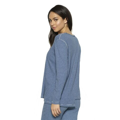 Уютная кофта с асимметричным низом (Размер: XL) (Цвет: синий)