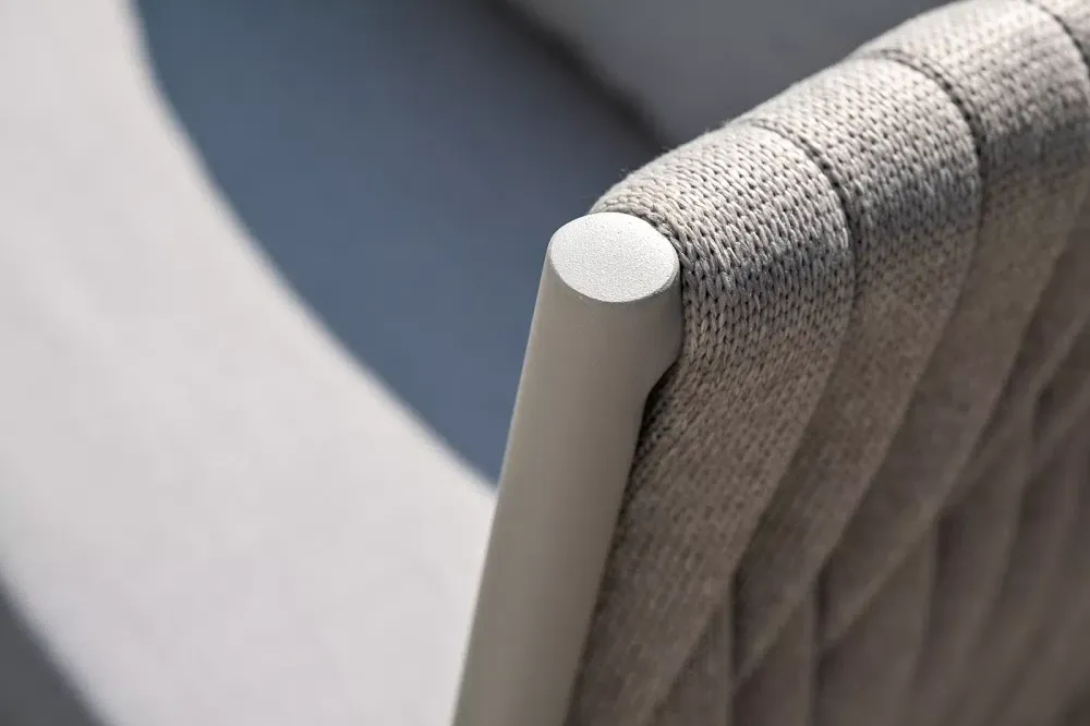 "Монако" лаунж-зона 4-местная из роупа со столом "Верона" (серый гранит), каркас светло-серый, роуп светло-серый