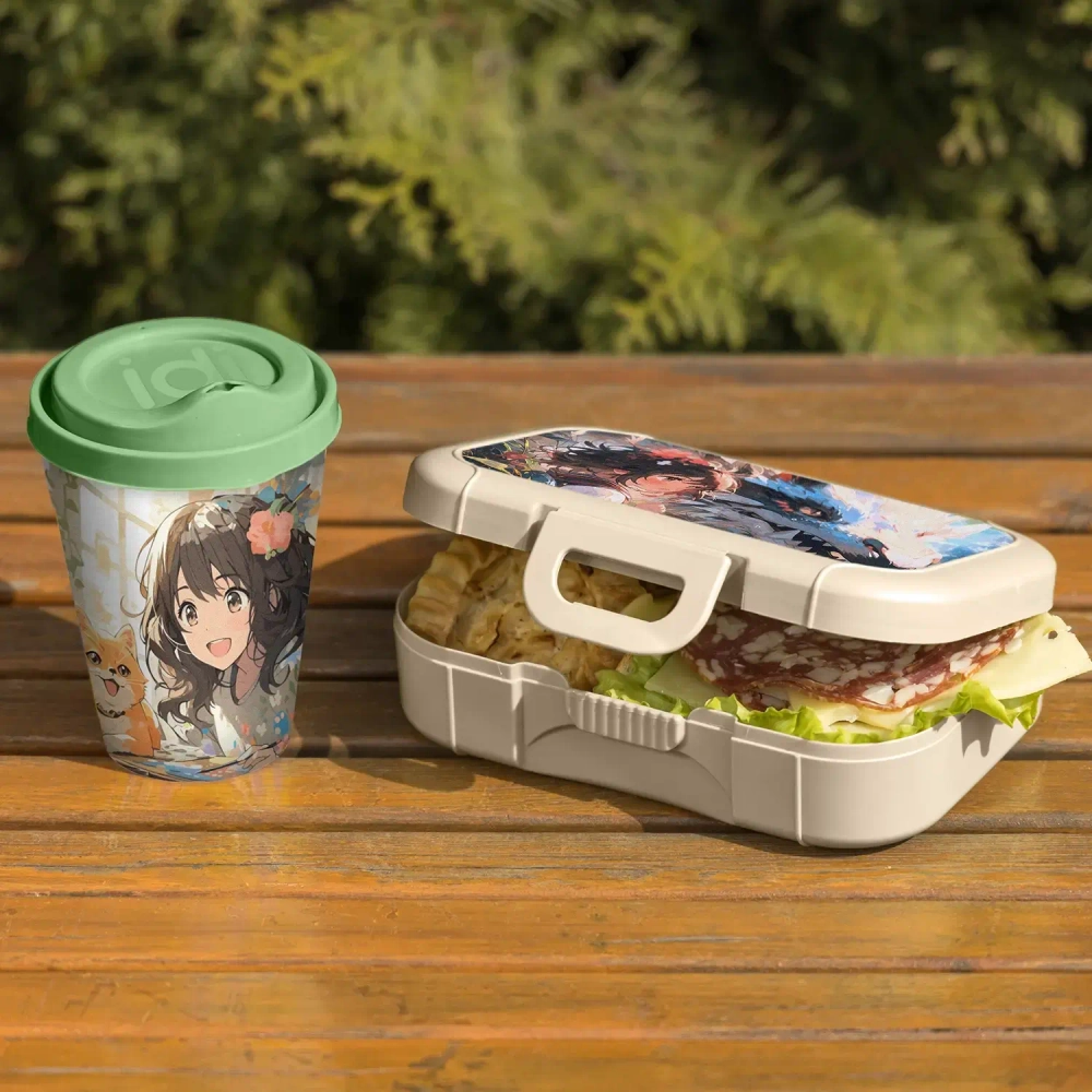 Стакан детский с крышкой 420мл с декором (микс 1)